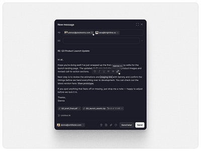 New message — Untitled UI email composer email editor gmail product design rich text ui design user interface