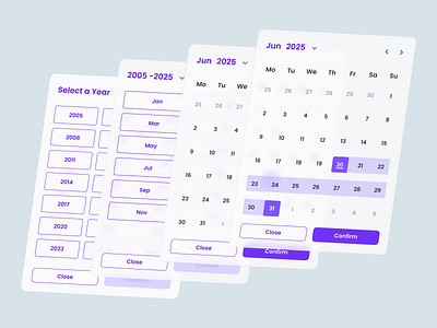 Calendar Picker UI calendar date digital influencer marketing modal picker ui web app