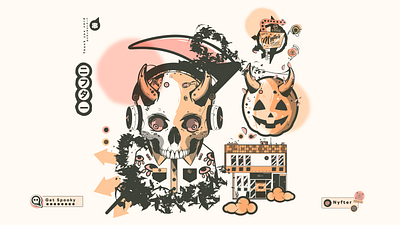Thank u card | Spooky halloween theme d halloween hunted house illustration pumpkin spice spooky season thank you card