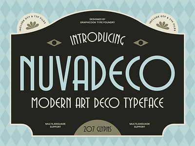 Nuvadeco art deco display elegant formal graphicook logo logotype modern professional timeless trendy type design typeface versatile