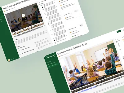 Video page b2b class comment education lesson line navigation play saas sections summary teacher teaching thumbnail timestamp transcript ui ux video voice