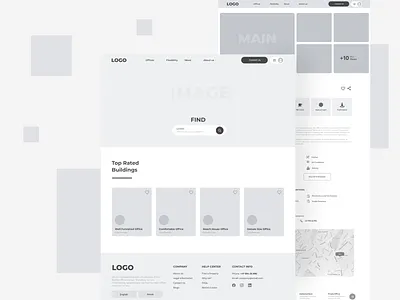 UX Wireframe for a coworking service apartment application booking coworking hotel office page property ux web wireframe