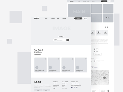 UX Wireframe for a coworking service apartment application booking coworking hotel office page property ux web wireframe
