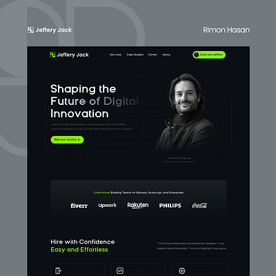 Portfolio Landing Page Design best dribbble shots brand identity branding design business website design dark landing page ui dark ui design ecommerce website design landing page design problem solving design protfolio landing page design rimon hasan rimongraphics ui design web design web design trends website design website ui design
