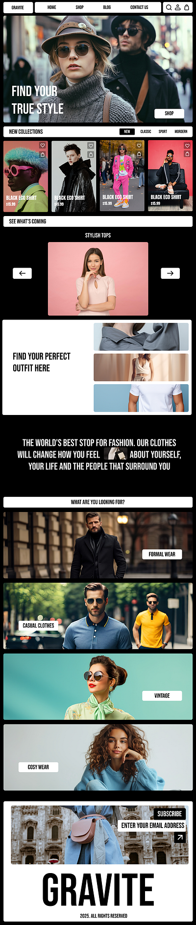 Gravite Fashion Website clean website design ecommerce website fashion website landing page simple website ui ux