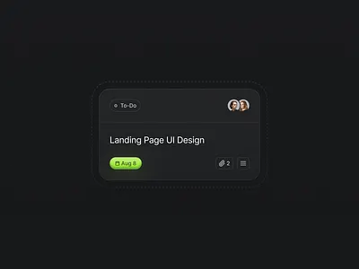 Task Card UI Design attachment board card dark design flat graphic design green grey kanban list minimal minimalism minimalist more status task team to do ui