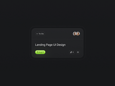 Task Card UI Design attachment board card dark design flat graphic design green grey kanban list minimal minimalism minimalist more status task team to do ui