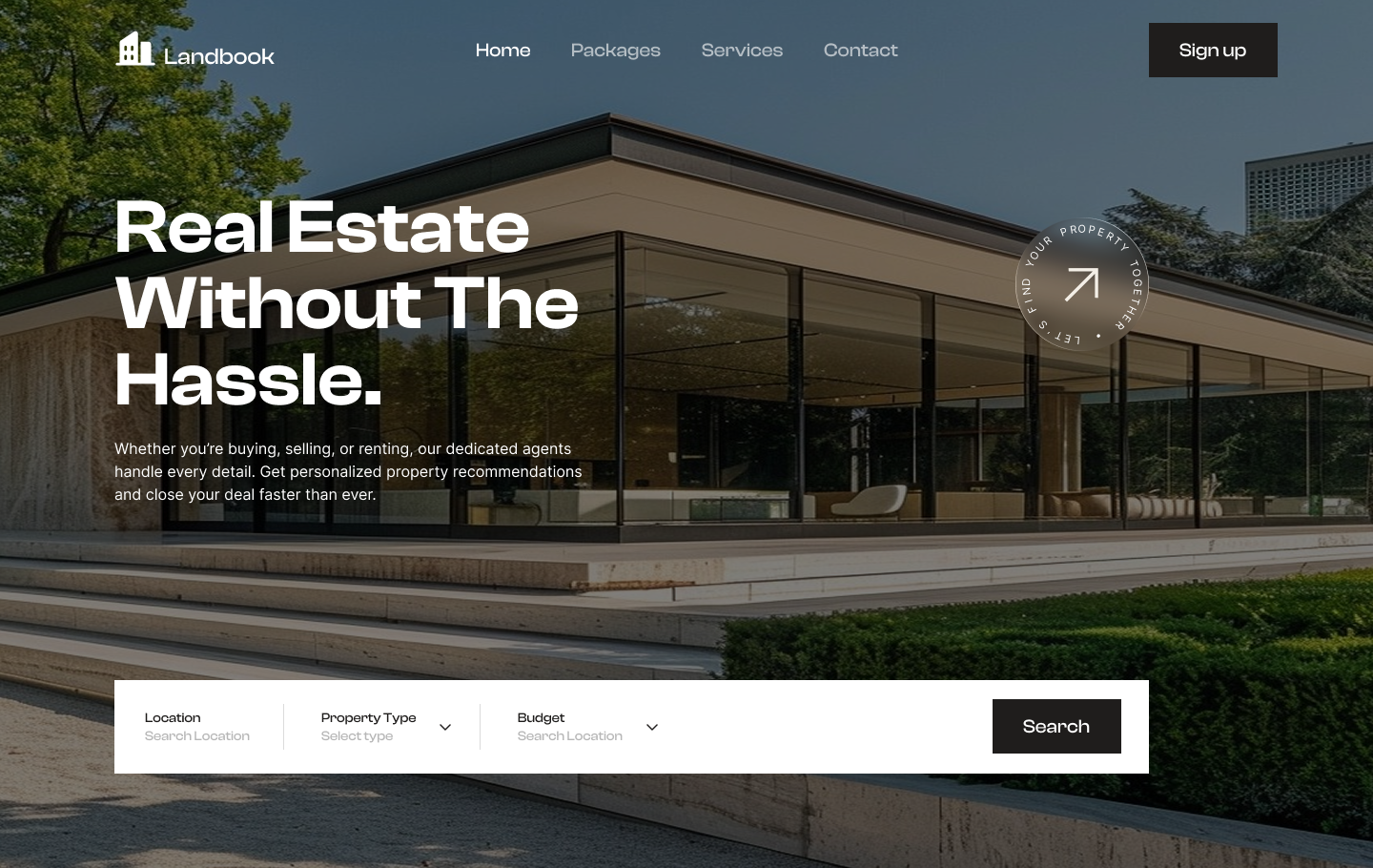 Sleek & Minimalistic Real Estate Web Hero Section UI design hero section hero section design real estate real estate hero section real estate web real estate web design ui uidesign uiux ux uxdesign uxui web hero section web ui design