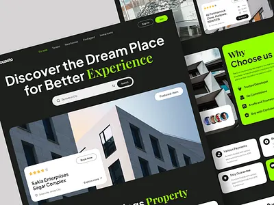 Houseto - Real estate landing page besnik design landing page product design real estate real estate landing page uihut uiux design uiux design agency web deisgn webflow ui website design