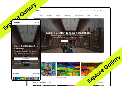 Web design for an Art Gallery | Ecommerce. antiquity branding ecommerce event gallery history landing page mobile design show ui uiux ux virtual museum web design website design white