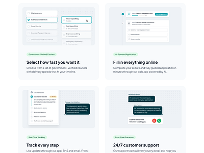 ✈️ The new HelloGov homepage — your passport journey made simple bento bento cards chat courrier customer support egov gov service gov tech government government service hellogov incoming call onboarding online application passport passport service shipping sms step by step tracking