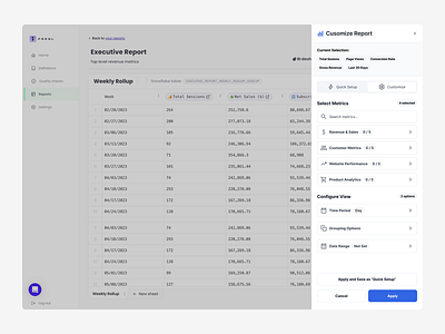 Financial Report Customization Panel - UX / UI Case Study app dashbord finance nngroup report ui ux