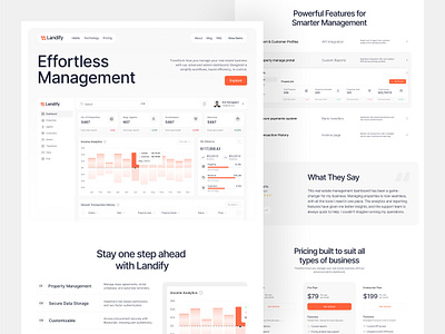 Landify - Real Estete SaaS Website Design clean landing page minimal modern website design product real estate saas web design website