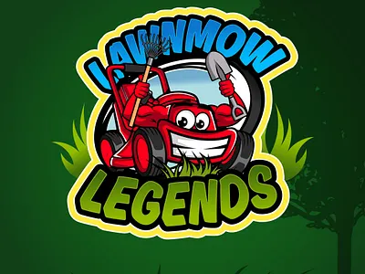 Lawnmow Legends Lawn Care Cartoon Logo – Bold & Fun Design lawnmower cartoon logo