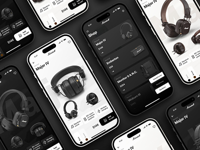 Concept Marshall Headphones Store — Mobile Screens ecommerce headphones store marshall marshall headphones mobile mobile app mobile design mobile ui online store redesign store design ui ui trends