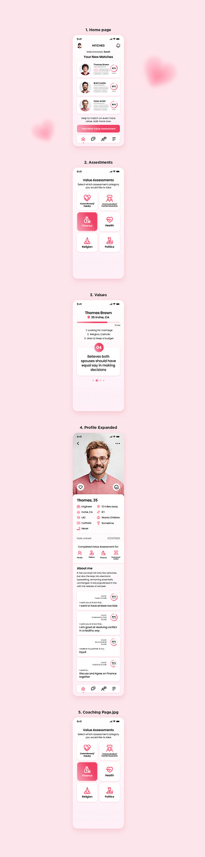 Dating mobile app ui