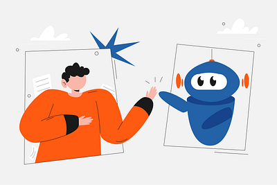 Ai assistant ai business character design digital flat illustration illustration people vector web