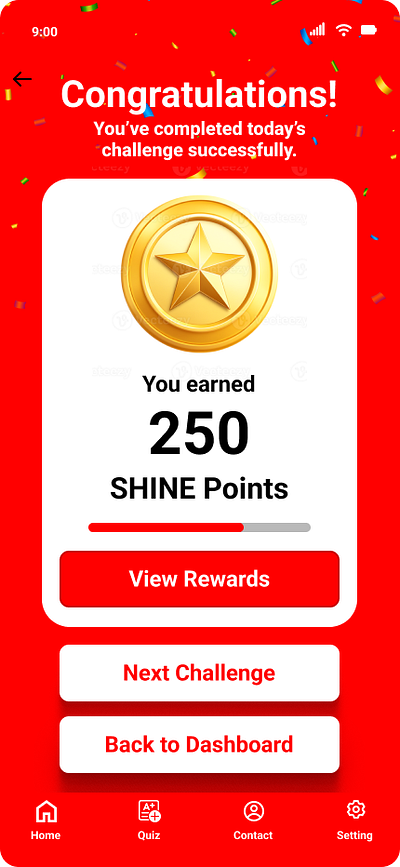 Quiz winning screen for a mobile app branding design graphic design logo ui