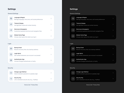 General & Security Settings