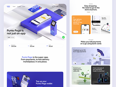 PuntoPago Website Redesign 3d banking cuberto graphic design interface design landing page main page marketplace payment presentation ui ux web