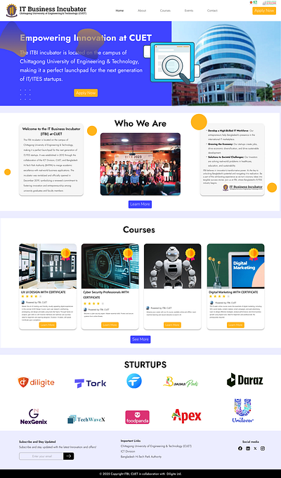 Dynamic web landing page design (ITBI, CUET) graphic design landing page ui ui design web landing page