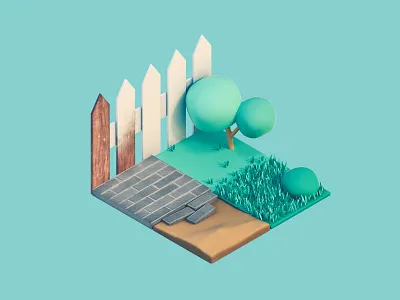 Renovation 3d 3d artist 3d icon 3d illustration asset bricks cinema 4d city clean design diorama home house illustration low poly real state textures vegetation web icon