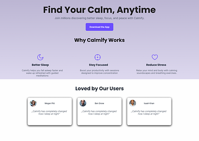 Calmify - Landing Page landing page ui ui ux web