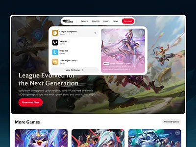 Riot Games – Game Hub Navigation Concept design figma gameselector gamingui leagueoflegends navbardesign navigation riotgames ui uidesign webdesign wildrift