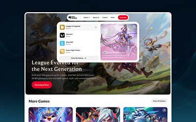 Riot Games – Game Hub Navigation Concept design figma gameselector gamingui leagueoflegends navbardesign navigation riotgames ui uidesign webdesign wildrift