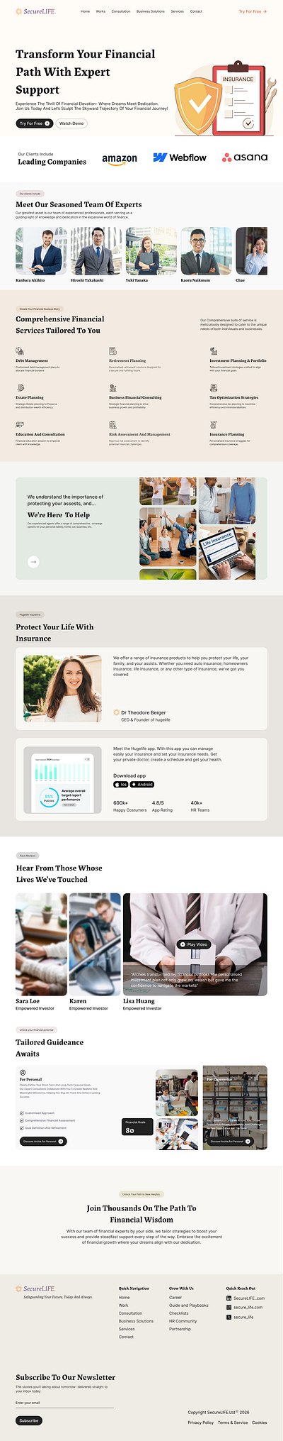 Secure LIFE app banking behance branding design designer dribble fi financial graphic design illustration landing page logo trending design ui uiux ux vector website website layout