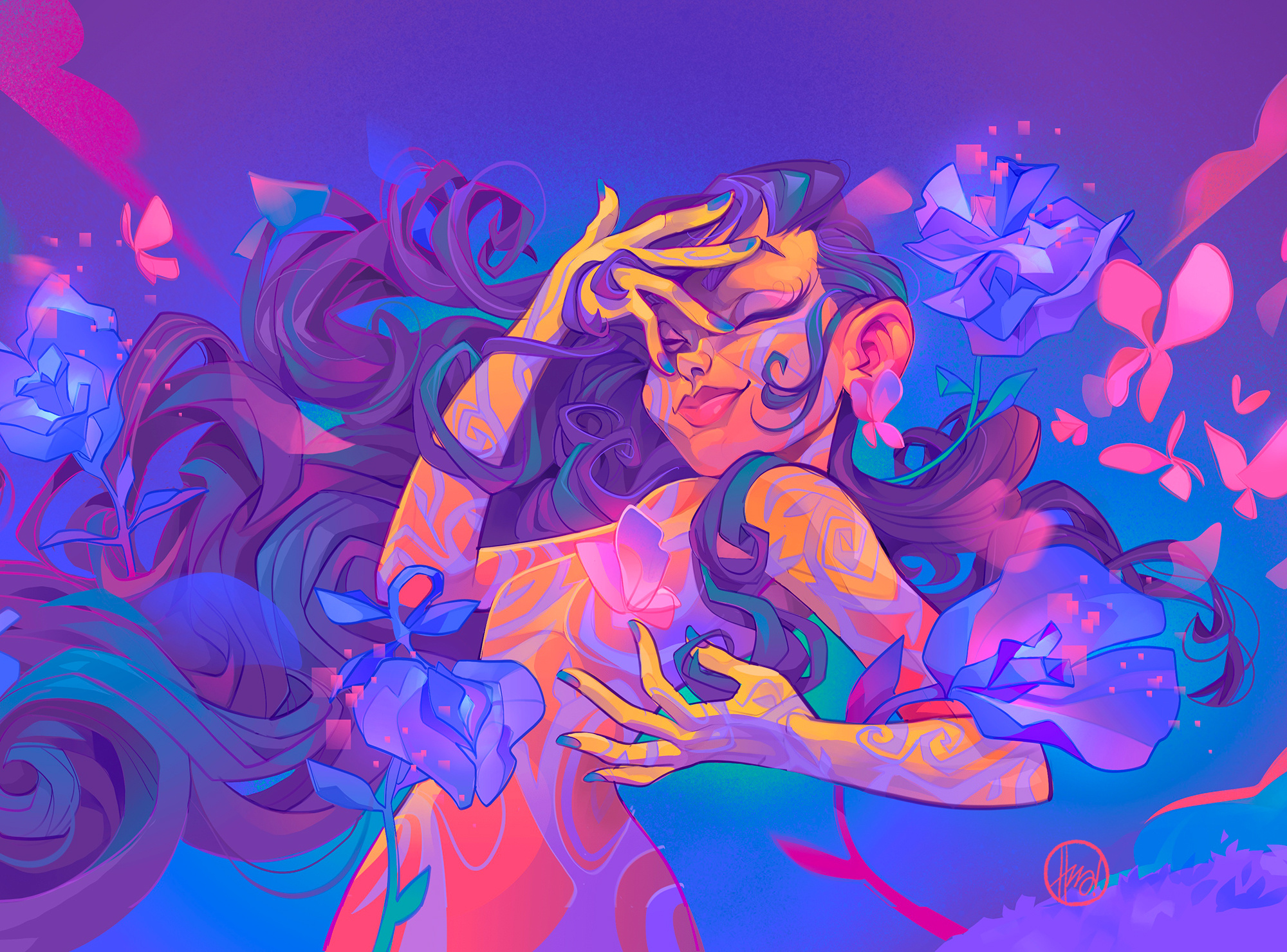 Mystica 🪄🪻 flowers garden girl grace illustration magic mystic mystical spell witch