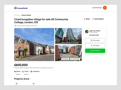 HouseMade – Real Estate Property Details Page agent apartment architecture booking building detail page home house landing page minimalist product design properties property real estate simple ui wavespace web web design website