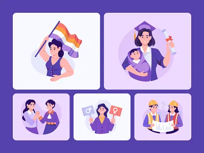 Women's Day illustration Art Set art celebration creative design digital diversity empowerment equality female feminine flat girl graphic illustration minimal modern portrait trendy vector women