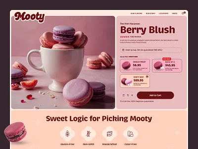 Mooty – High-Converting DTC Product Details Page bakery ui bakery web design confectionery ui ecom uxui ecommerce food website high converting high converting landing page macaron store minimal store product details product page sweet shop ui websites