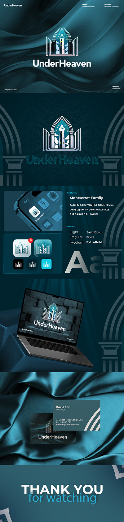 UnderHeaven Logo and Brand Identity 3d animation branding graphic design logo