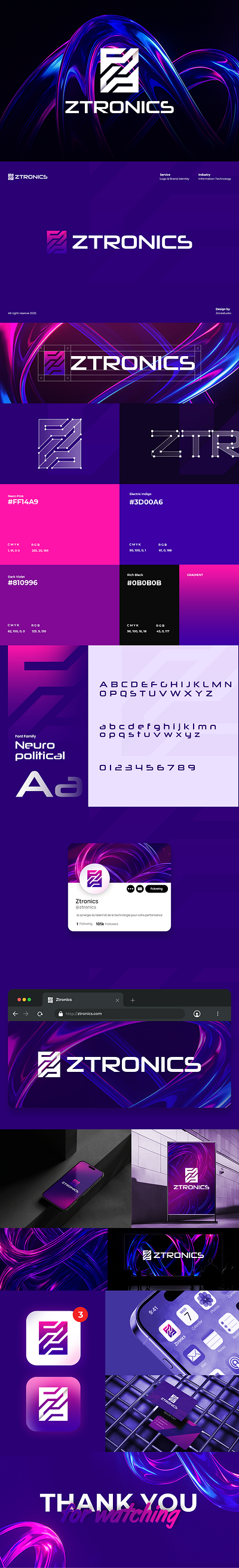 Ztronics logo and brand guidelines 3d animation brand identity branding graphic design logo logo design