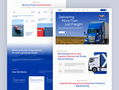 Logix Homepage - Logistic Webflow figma to webflow figma web template homepage ux design logistics branding ui logistics ui ux logix ui mobile first ux modern logistics no code solution responsive web design shipping homepage transportation website ui inspiration ui showcase ui trends ux for delivery webflow experts webflow logistics