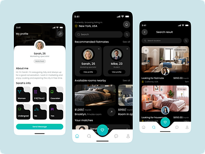 FF- Flatmate Finder Mobile App app app design branding clean flat finder flatmate flatmate finder flatmates app hiring ios luxury app minimal mobile mobile ui room finder roommate finder roommates ui design user experience uxui