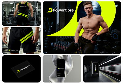 PowerCore Modern Fitness Gym Logo & Brand Identity gym gym logo logo logo design