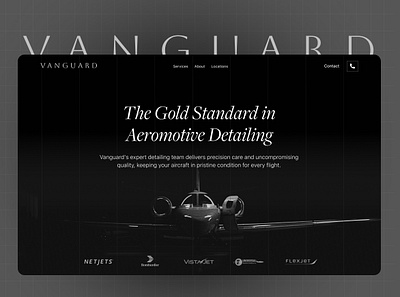 Vanguard - Luxury Private Jet Detailing Web and Brand Design design detailing studio luxury brand design premium services website private jet ui web
