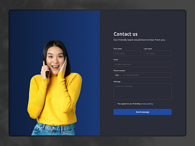 📞 Contact Us – Responsive Design app clean contact contact form contact us dark mode design form get in touch minimal mobile design responsive responsive design support us ui ui design ux uxdesign visual design website