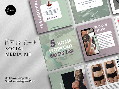 Fitness Coach Social Media Kit accessible design canva templates fitness coach fitness industry fitness professionals fitspo graphic design graphics influencers instagram posts instagram templates lifestyle social media kit social media templates templates