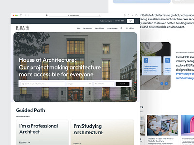 Architecture RIBA architecture bento grid cards landing page membership ui