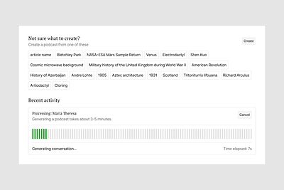 Wikicasts ai loader podcast ui processing ui