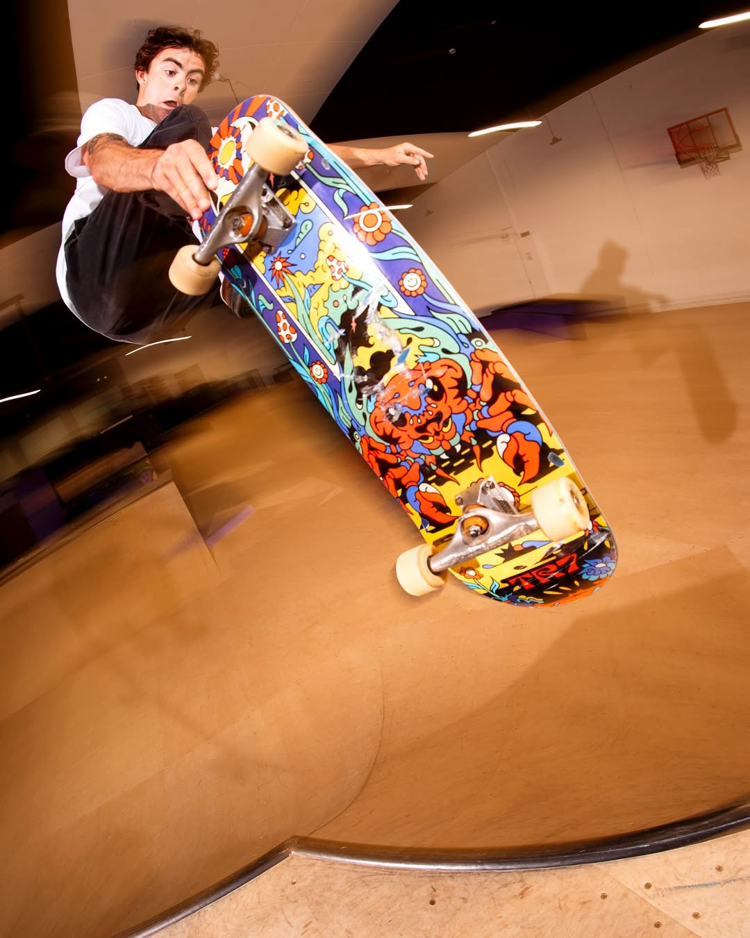 TR7 Skate Psychedelic Crab Graphic Skateboard Deck design