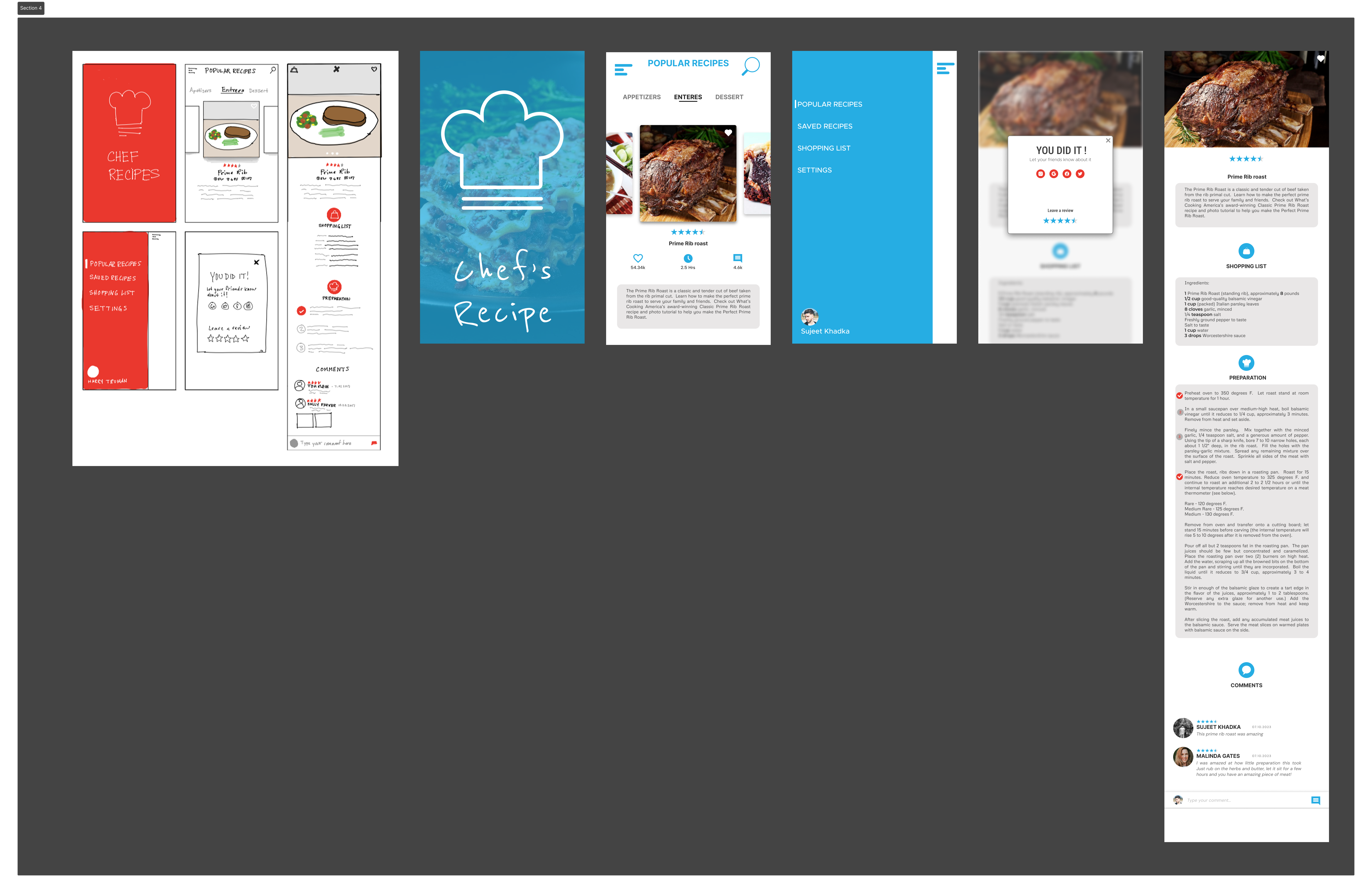 Food Recipe App Initial UI with mock ups. Udemy course practice branding graphic design logo ui