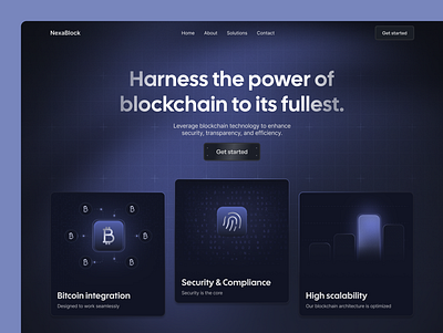 Crypto Blockchain Website Design bitcoin blockchain crypto cryptocurrency diseno web ethereum hero section landing page privacy protection purple saas safe safety security ui web design website website design