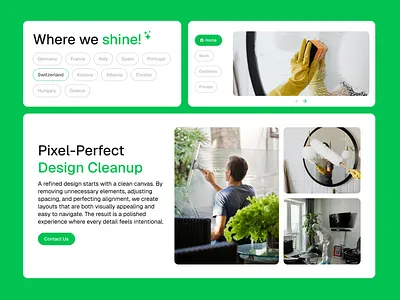 UI Design for a Cleaning Company cleaning cleaning service green inspiration locations sections service ui design ui ux web design web site