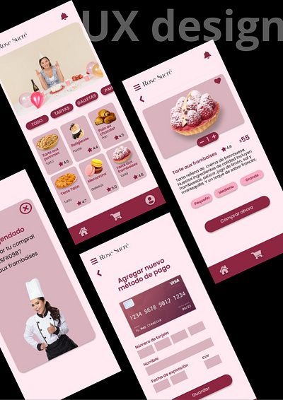 Diseño de app móvil de venta de postres en Figma diseño de app graphic design ux