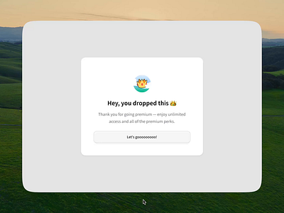 Upgrade success modal dialog interaction design animation card design crown illustration interaction design modal dialog motion graphics sky illustration